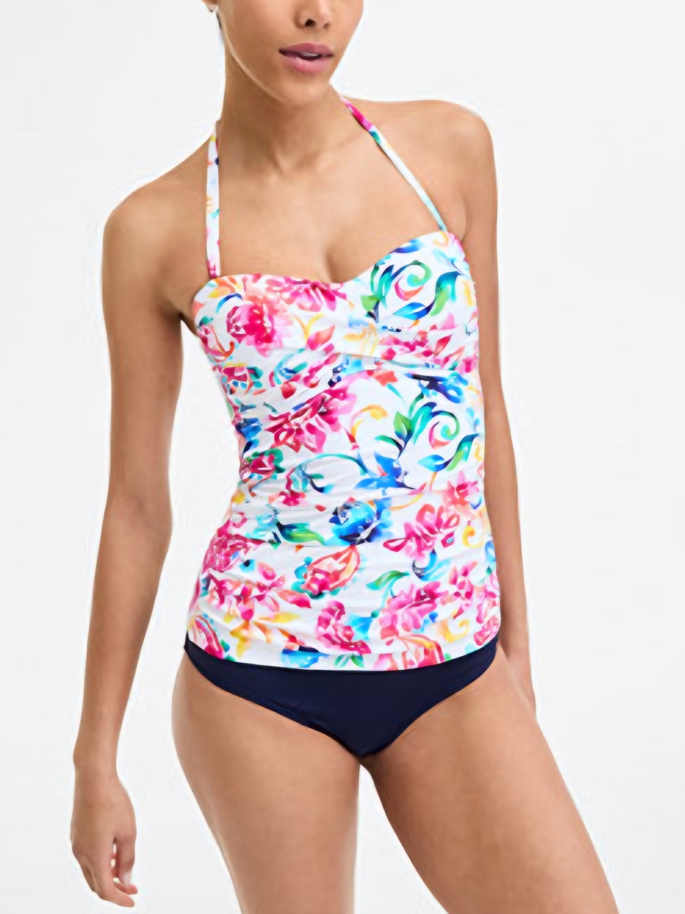 Anne Cole Multicolor Floral Bandeau Tankini Top
